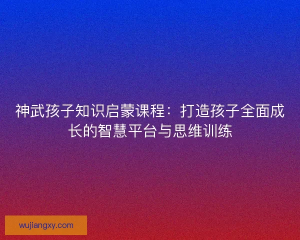 神武孩子知识启蒙课程：打造孩子全面成长的智慧平台与思维训练