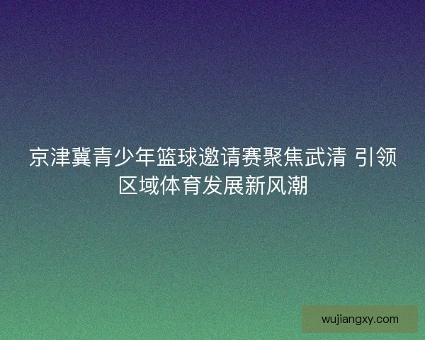 京津冀青少年篮球邀请赛聚焦武清 引领区域体育发展新风潮
